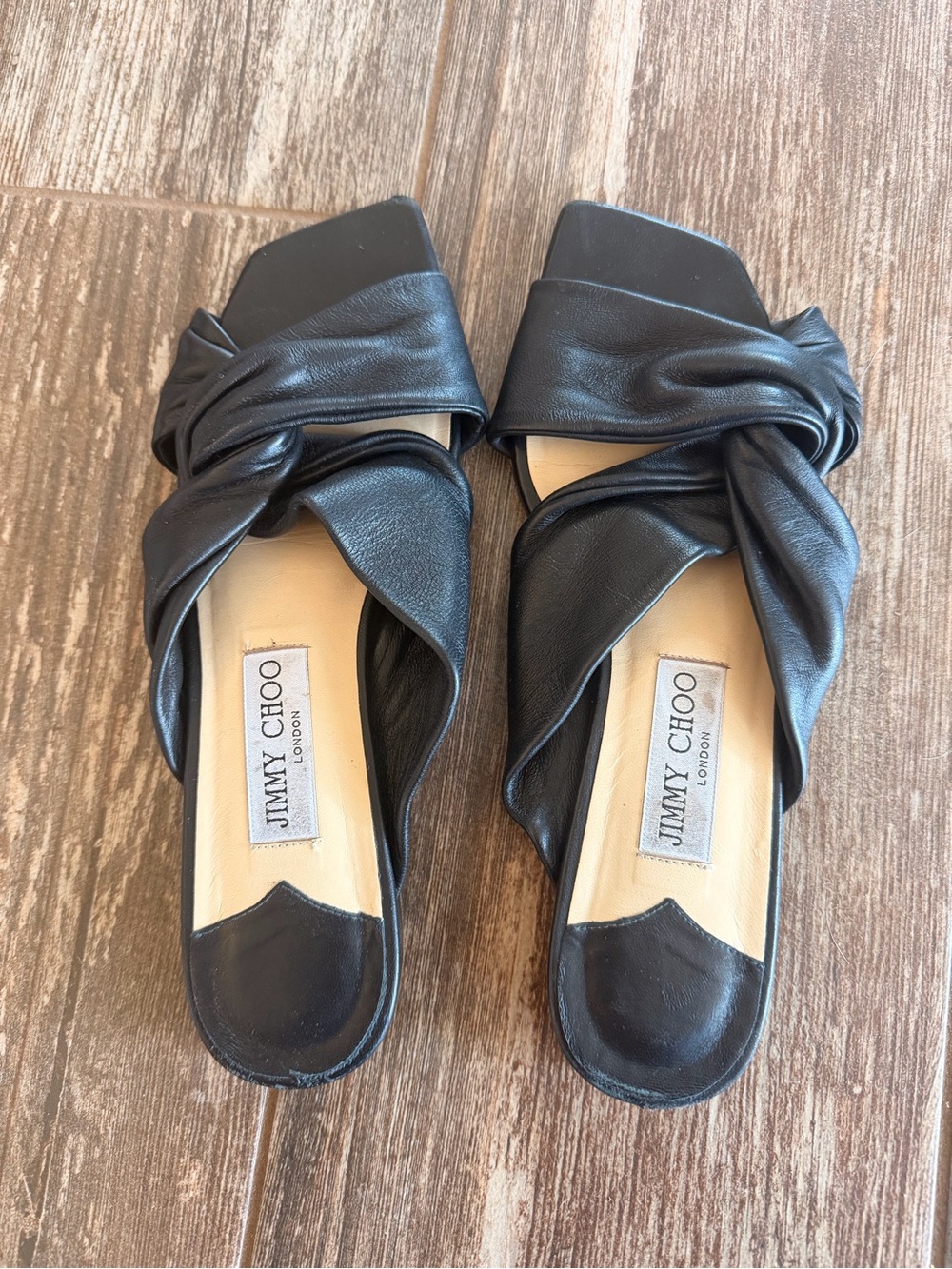 Jimmy Choo Black Knot Slide Sandals 90s vintage classic